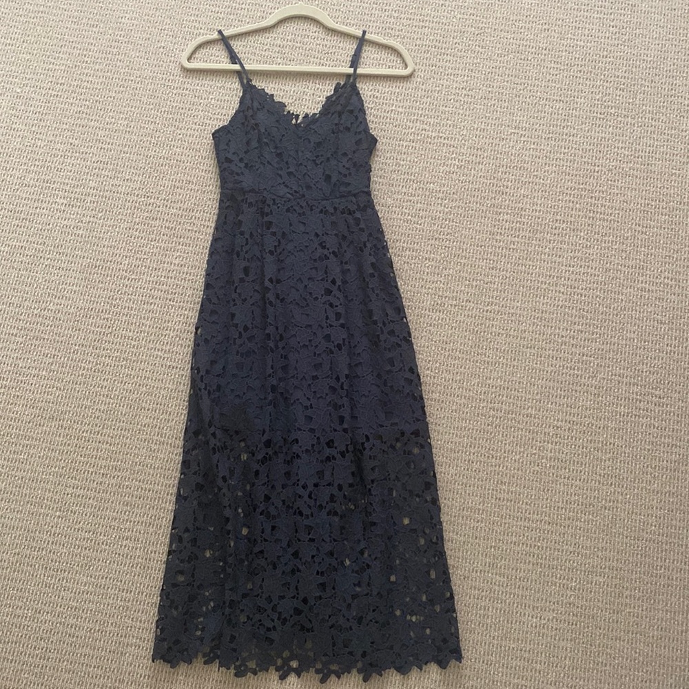 Navy Lace Midi Dress